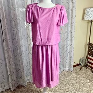 Vintage Lilac Flutter Sleeve Dress Size 12